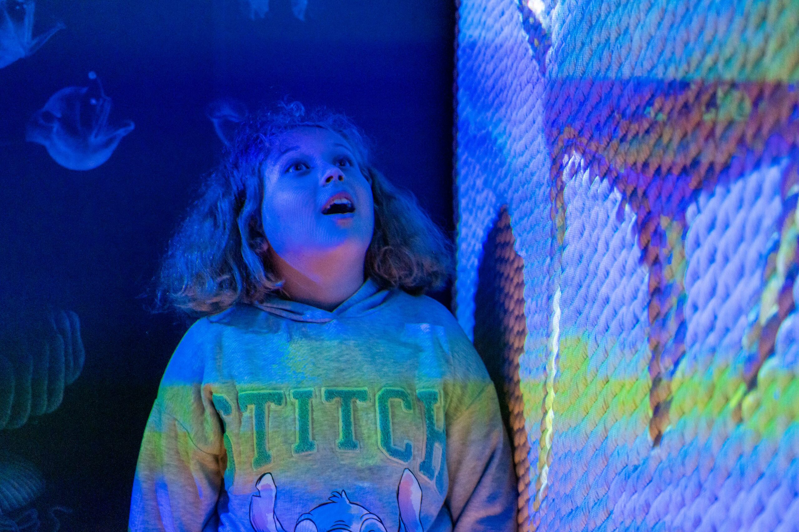 Young visitor interacting with World Beneath the Waves exhibition